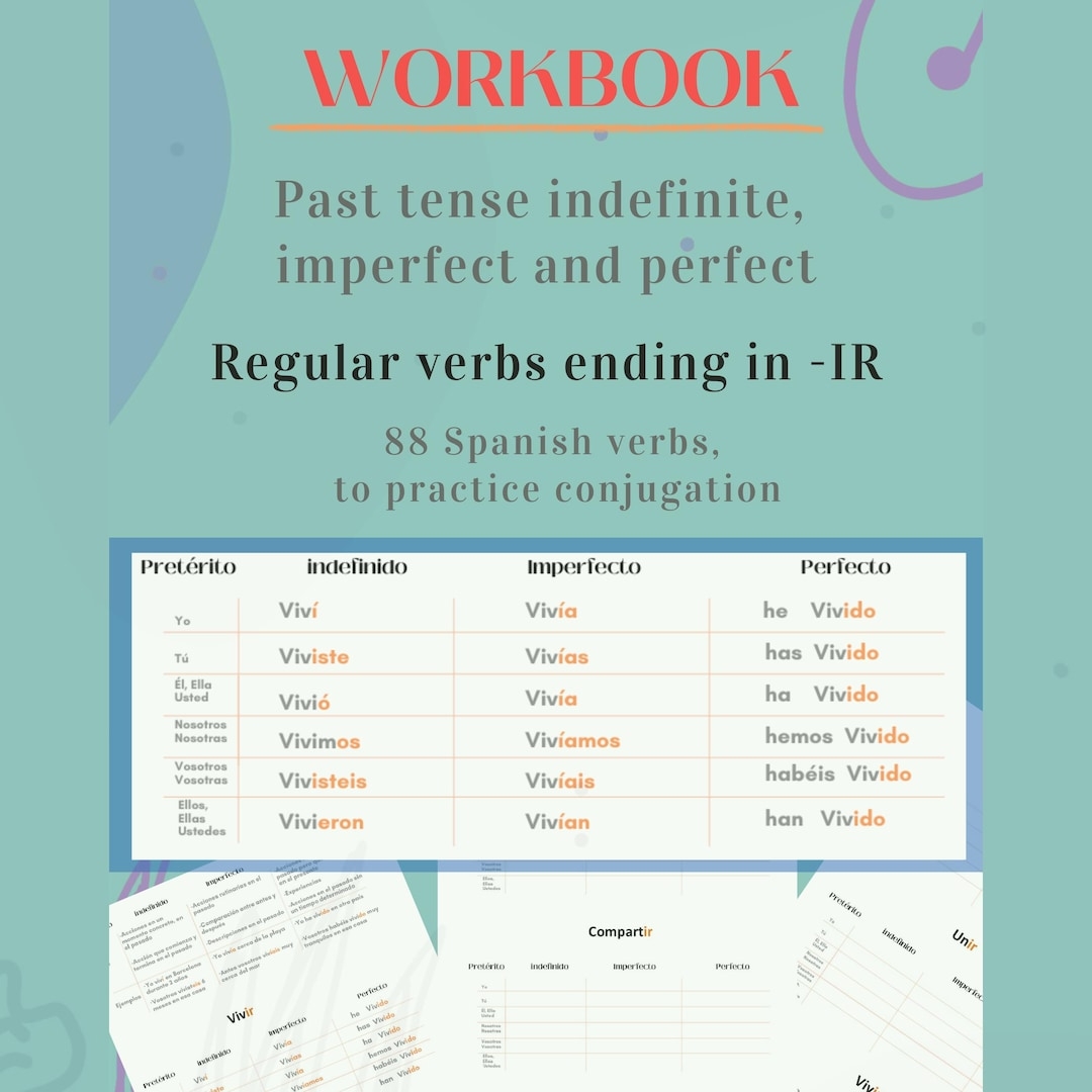 03 Verbos Pret Rito Espa Ol IR Cuaderno Ejercicios PDF Imprimible 88 Verbos Regulares Etsy