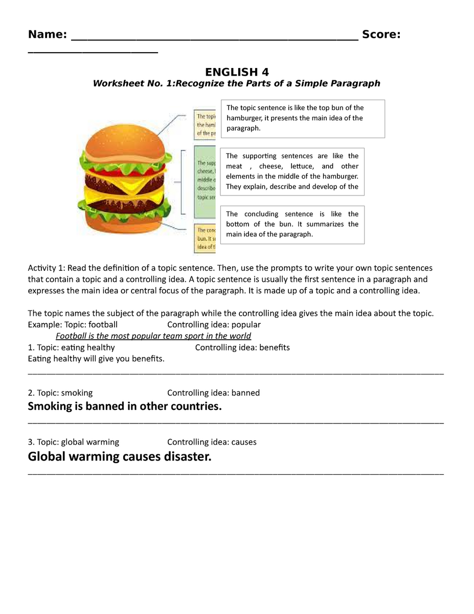1 Recognize The Parts Of A Simple Paragraph Name Studocu Worksheets Library 1 Recognize The Parts Of A Simple Paragraph Name Studocu Worksheets Library