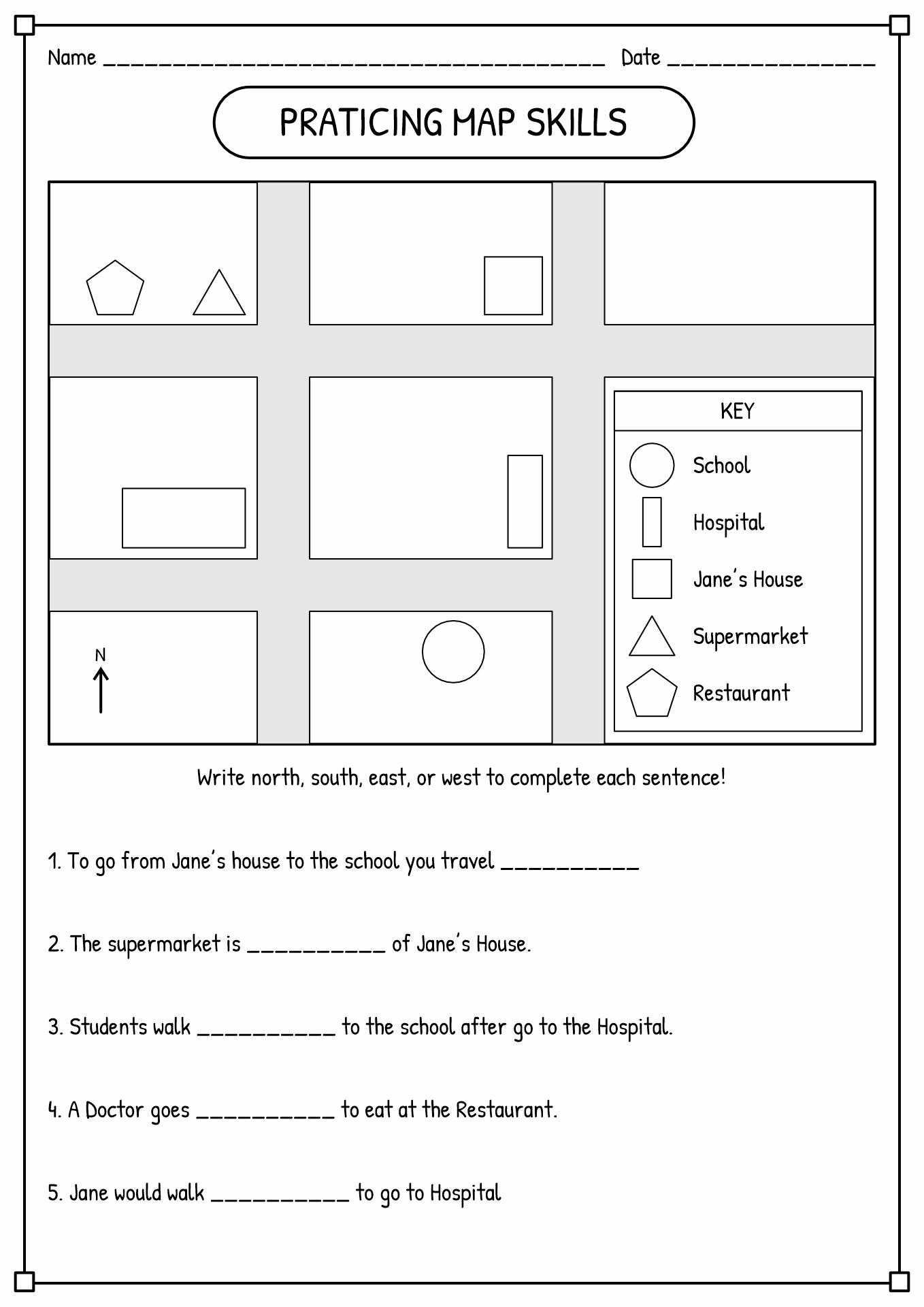 Map Skills Worksheets Free Printable Bundle