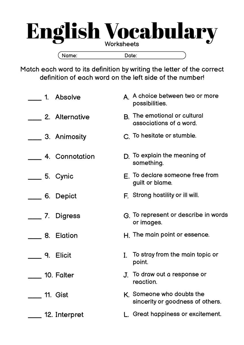 13 English 9th Grade Vocabulary Worksheets Free PDF At Worksheeto 13 English 9th Grade Vocabulary Worksheets Free PDF At Worksheeto