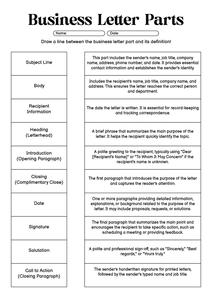 14 Parts Of A Business Letter Worksheet Free PDF At Worksheeto 14 Parts Of A Business Letter Worksheet Free PDF At Worksheeto