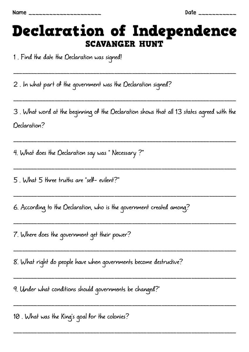 16 Declaration Of Independence Worksheets Elementary Free PDF At Worksheets Library Translating The Declaration Of Independence Study Guide For ENG 101 Studocu