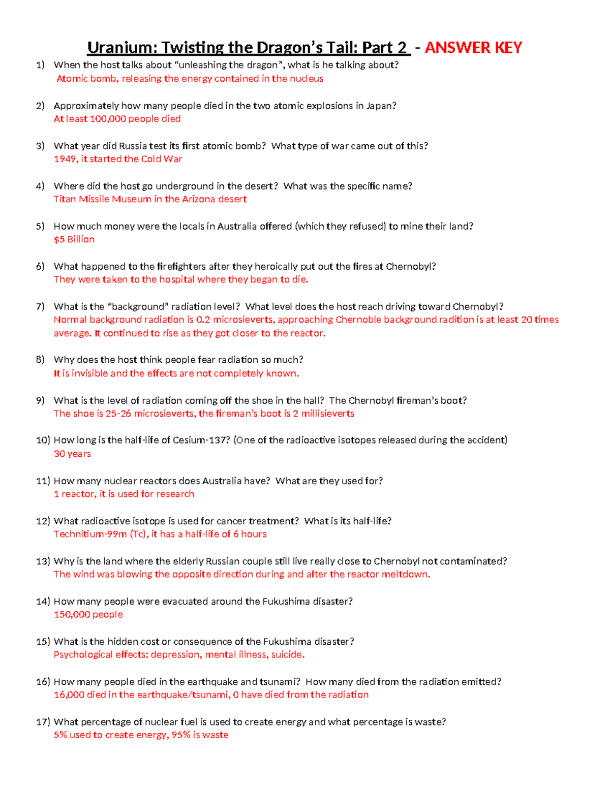 2025 Uranium Part 2 Comprehensive Answer Key For VG Studocu
