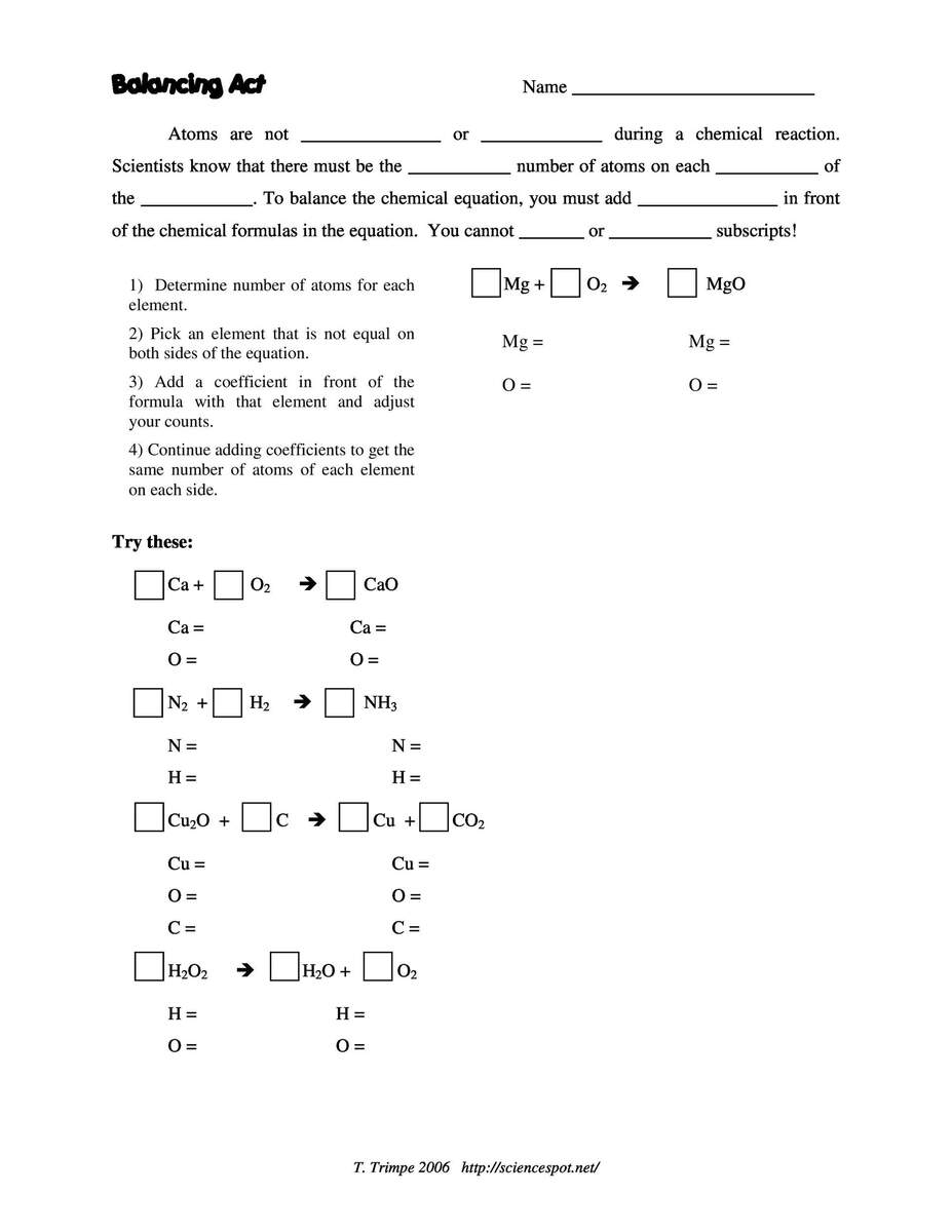 49 Balancing Chemical Equations Worksheets With Answers 49 Balancing Chemical Equations Worksheets With Answers