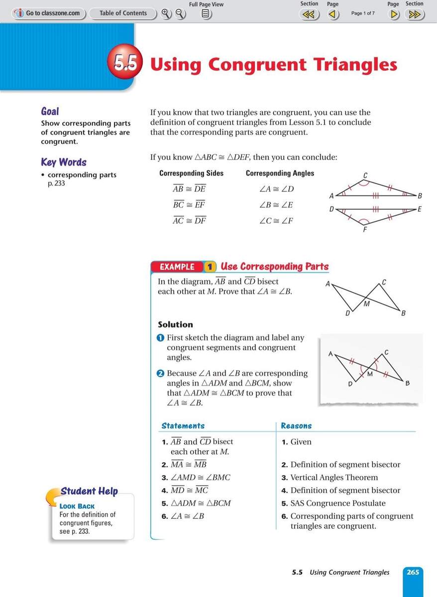 5 5 Using Congruent Triangles