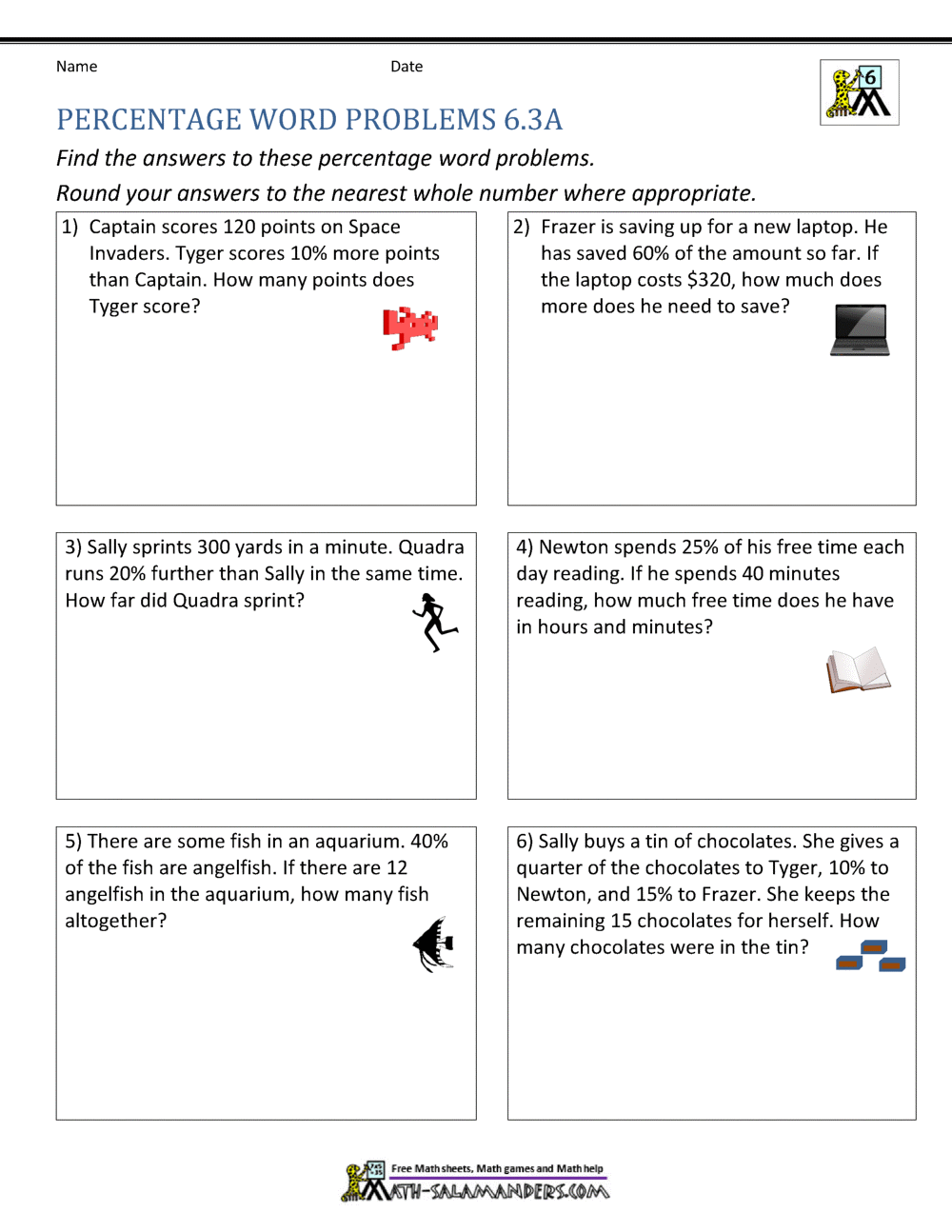 6th Grade Percent Word Problems Percent Of A Number Worksheets