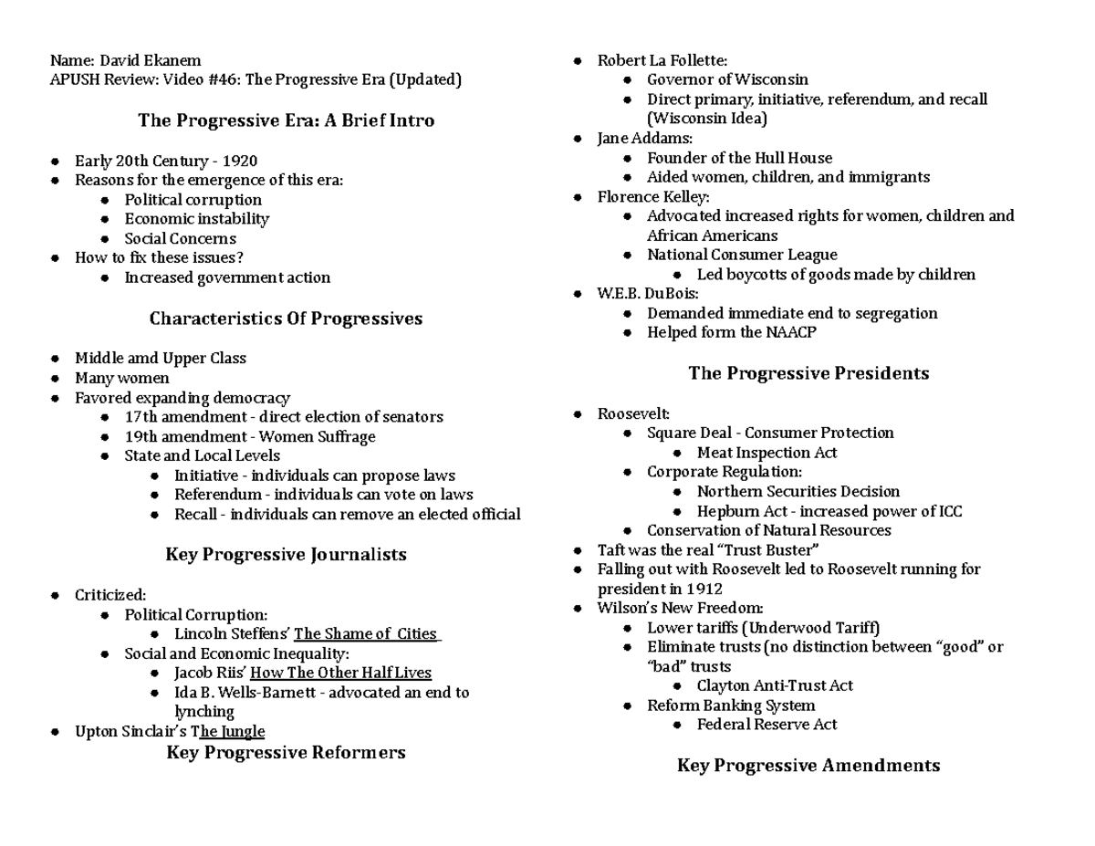 APUSH Review Enhanced Video Guide For New Deal Video 49 Studocu