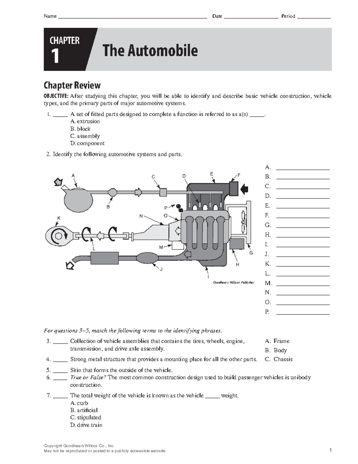 Automotive Technology Chapter 1 Worksheet VEH 101 Studocu