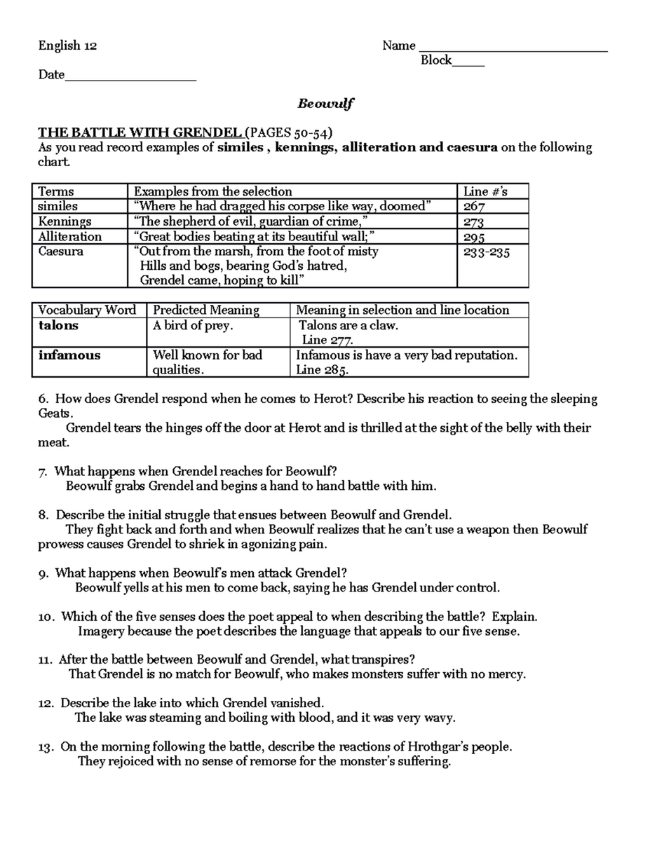 Beowulf Eng 12 Analyzing The Battle With Grendel And His Mother Studocu Beowulf Eng 12 Analyzing The Battle With Grendel And His Mother Studocu