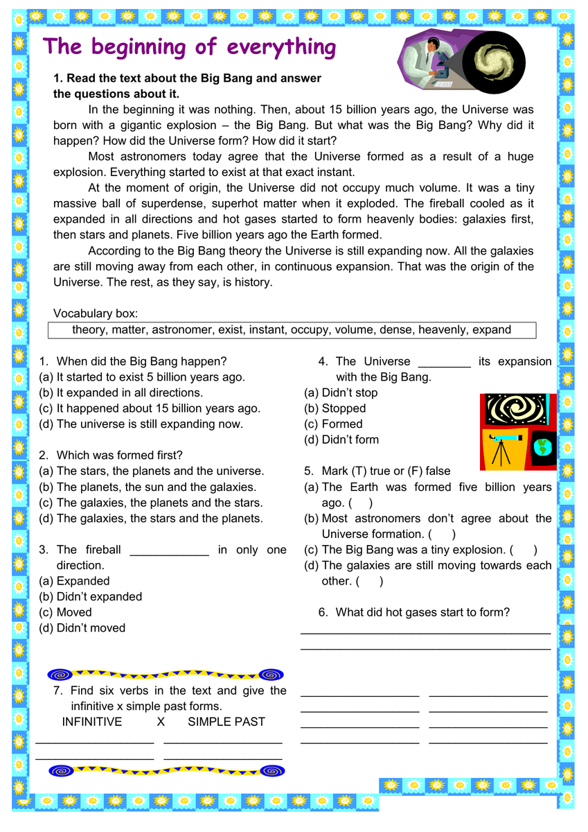 Big Bang Theory Worksheet