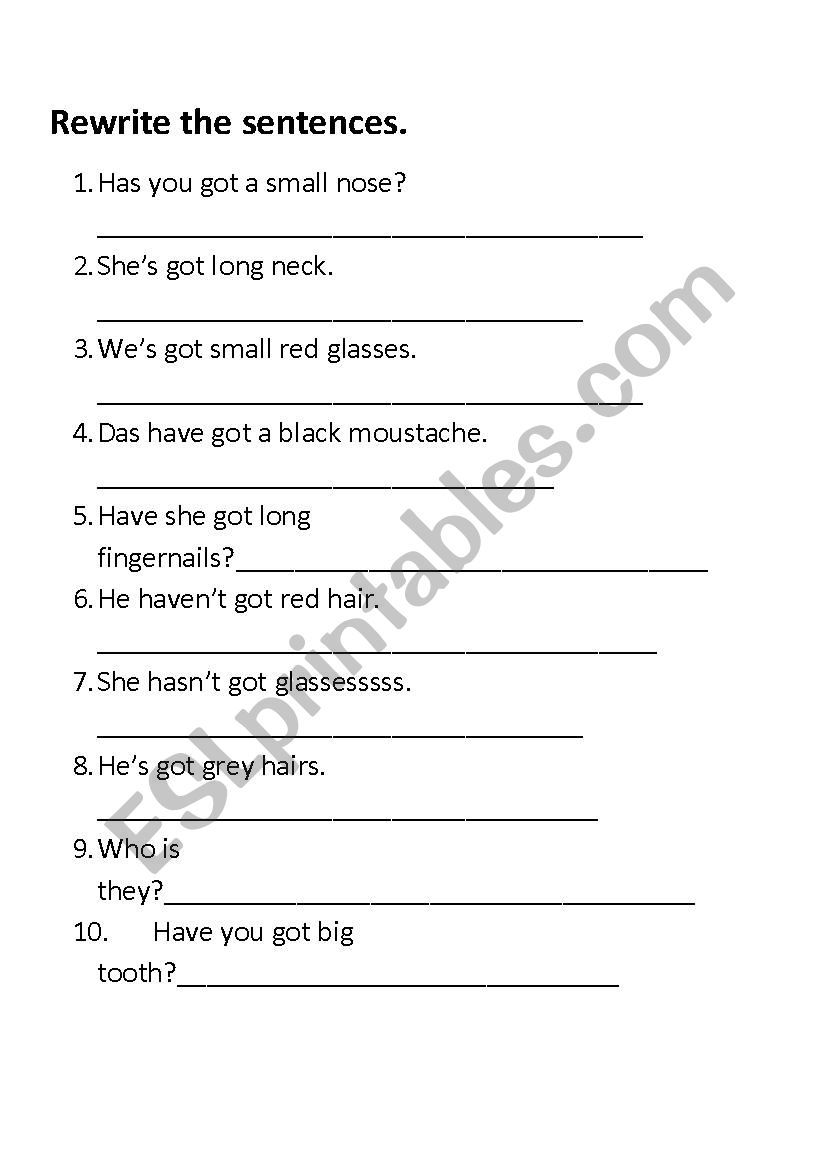 Free Body Parts Worksheets For Kids And Beginner ESL Students Games4esl
