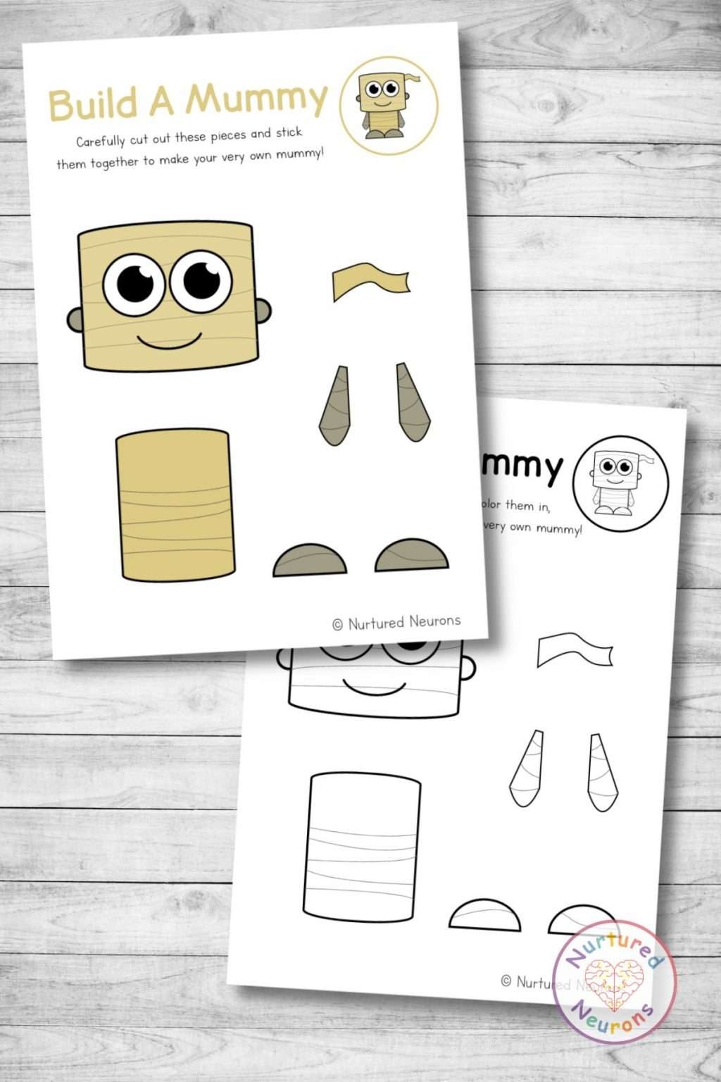 Build A Mummy Craft Printable Halloween Activity Nurtured Neurons Build A Mummy Craft Printable Halloween Activity Nurtured Neurons