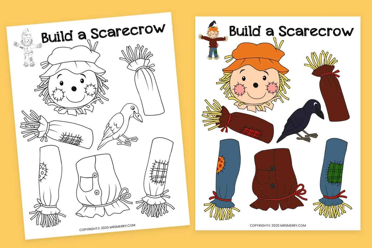 Scarecrow Template Cut And Paste Printable Craft Mrs Merry