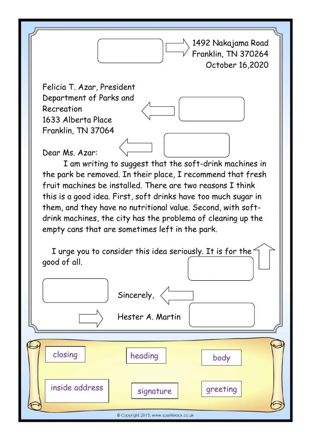 Business Letter Worksheet Worksheets Library