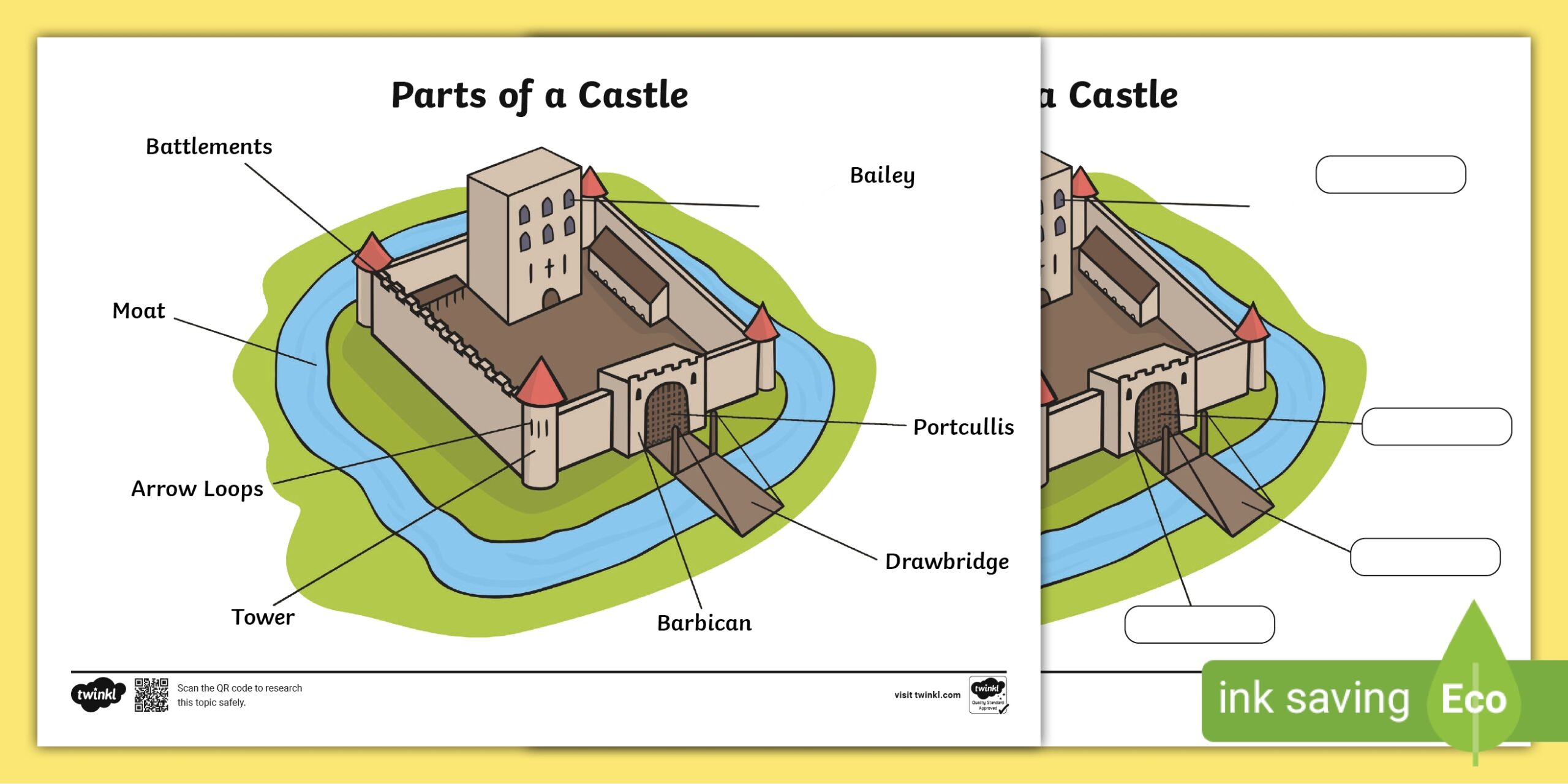 Parts Of A Castle Worksheets Castle Labeling Diagram Word Search Coloring Medieval History Activity Teaching Resources