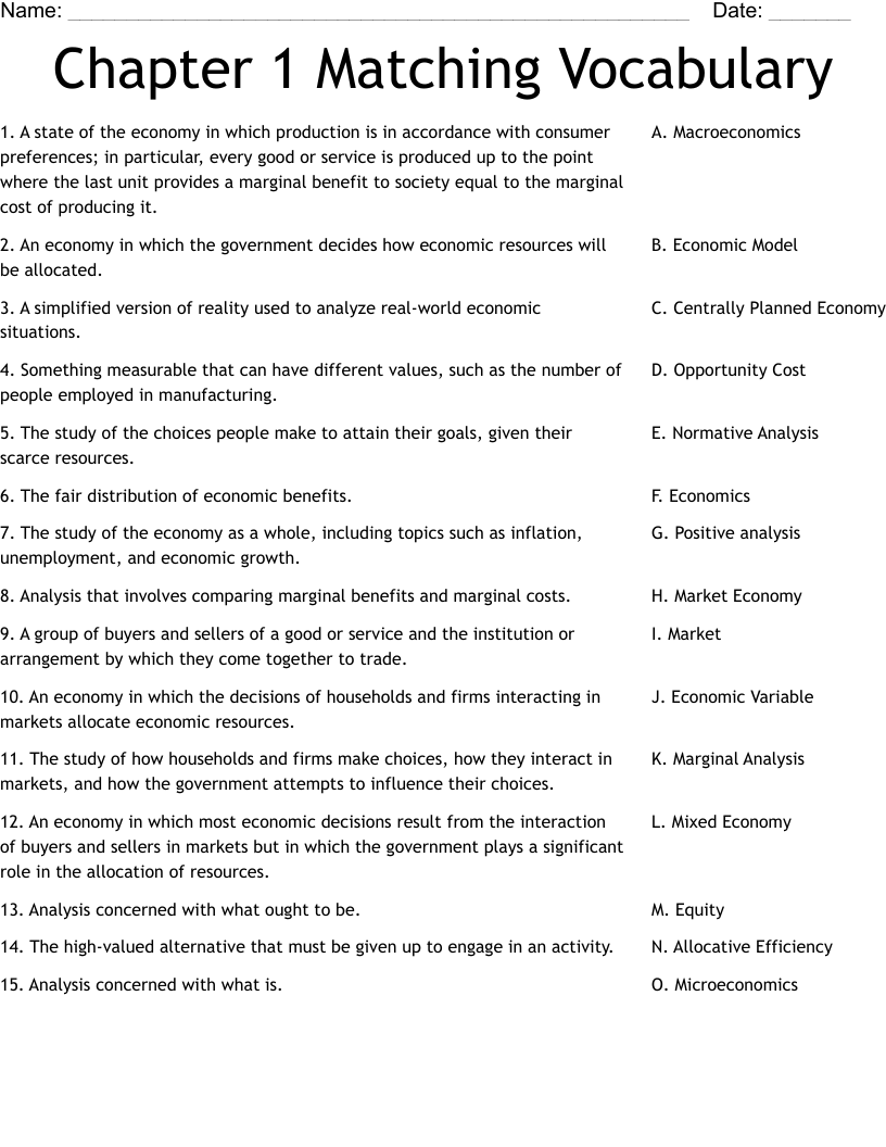 Chapter 1 Matching Vocabulary Worksheet WordMint Chapter 1 Matching Vocabulary Worksheet WordMint