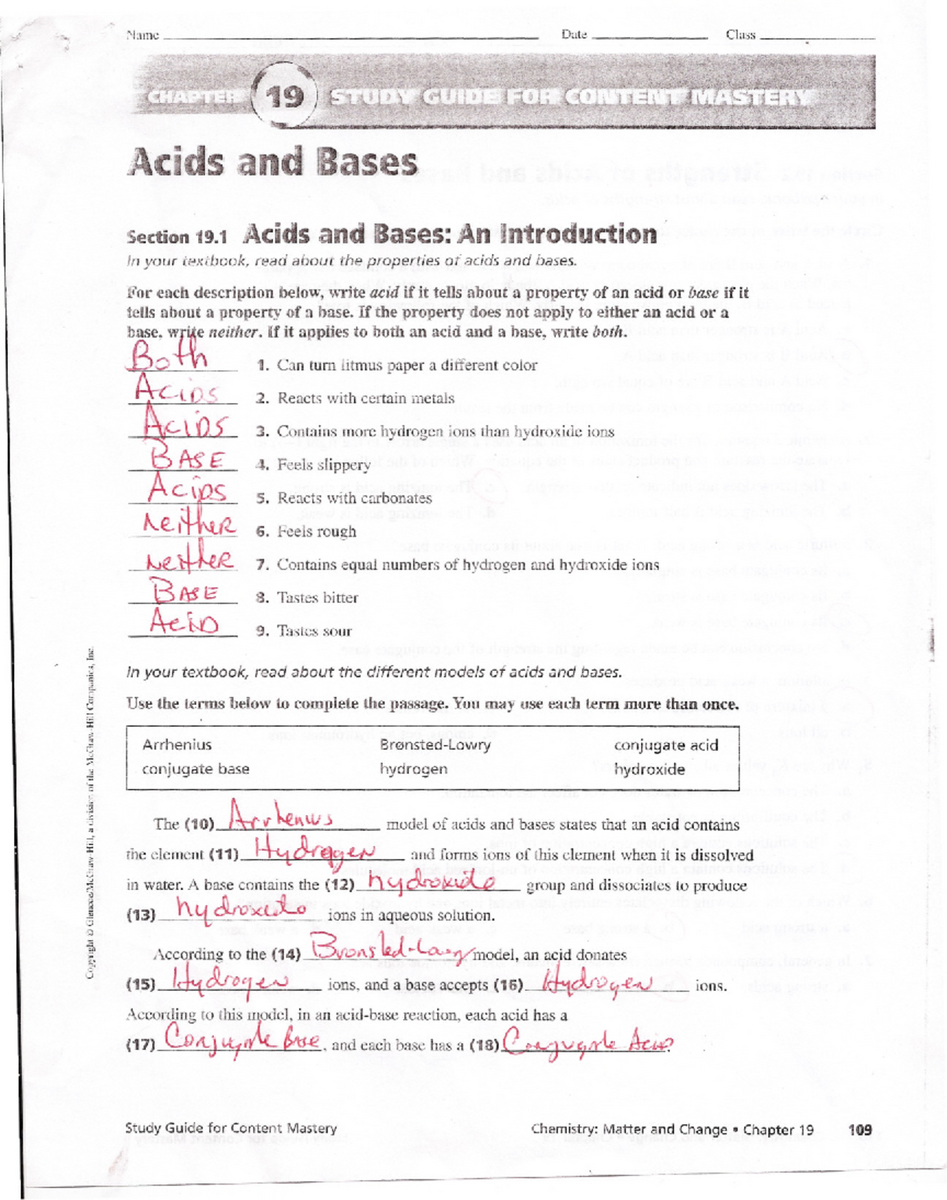 Chapter 19 Acids And Bases Study Guide Key For Mastery Studocu
