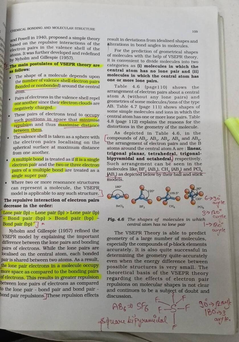 CHEMICAL BONDING AND MOLECULAR STRUCTURE 109 And Powell In 1940 Proposed CHEMICAL BONDING AND MOLECULAR STRUCTURE 109 And Powell In 1940 Proposed