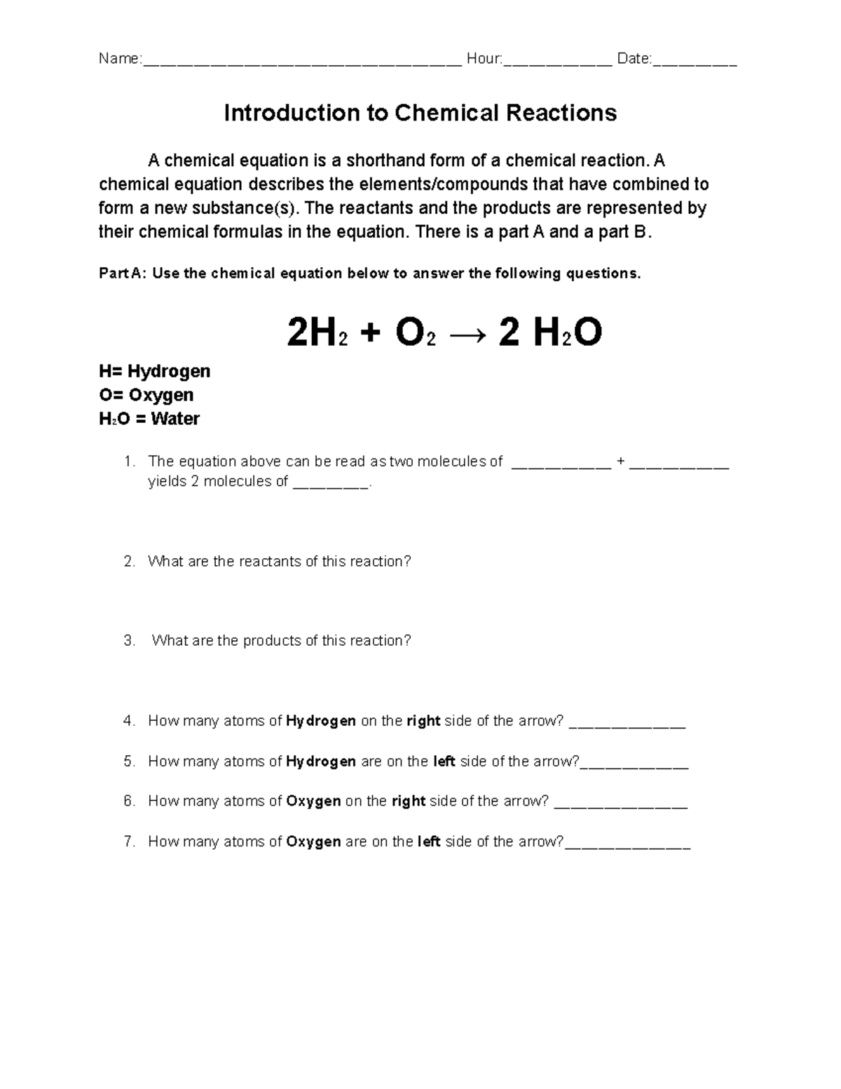 Chemical Reactions Worksheet Introduction To Equations Studocu What Is A Chemical Equation Definition And Examples