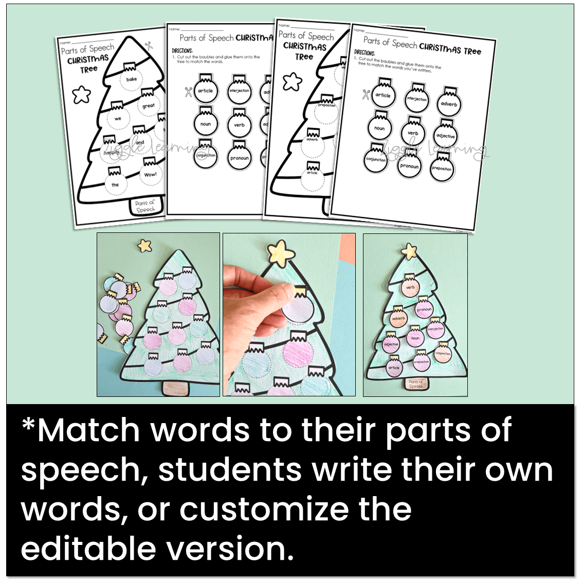 Christmas Tree Parts Of Speech Craft Christmas Tree Parts Of Speech Craft