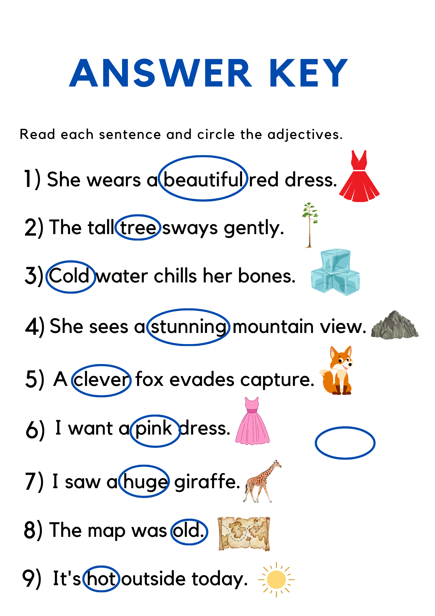 Circle The Adjective With Answers Worksheet For Grade 1 Made By Teachers Circle The Adjective With Answers Worksheet For Grade 1 Made By Teachers