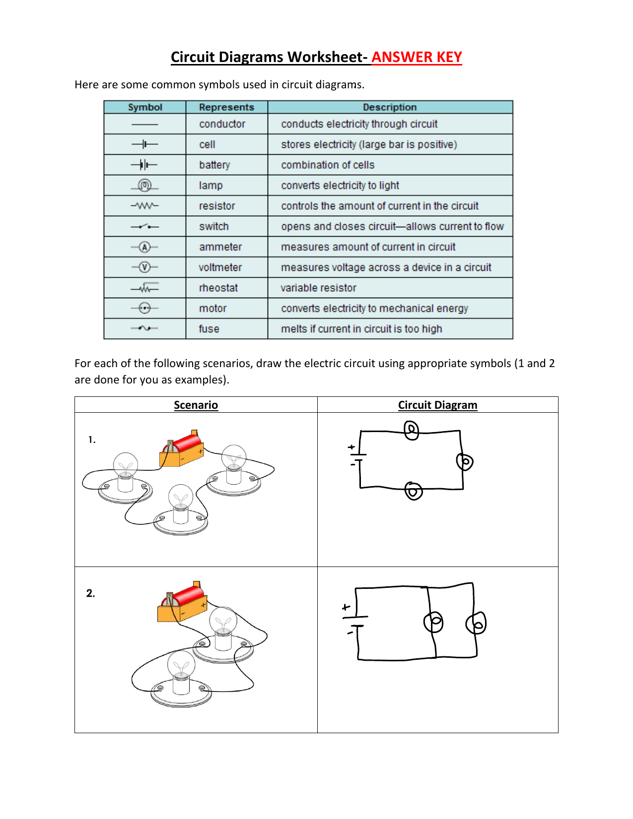 Circuit Analysis Worksheet Practice Problems Solutions