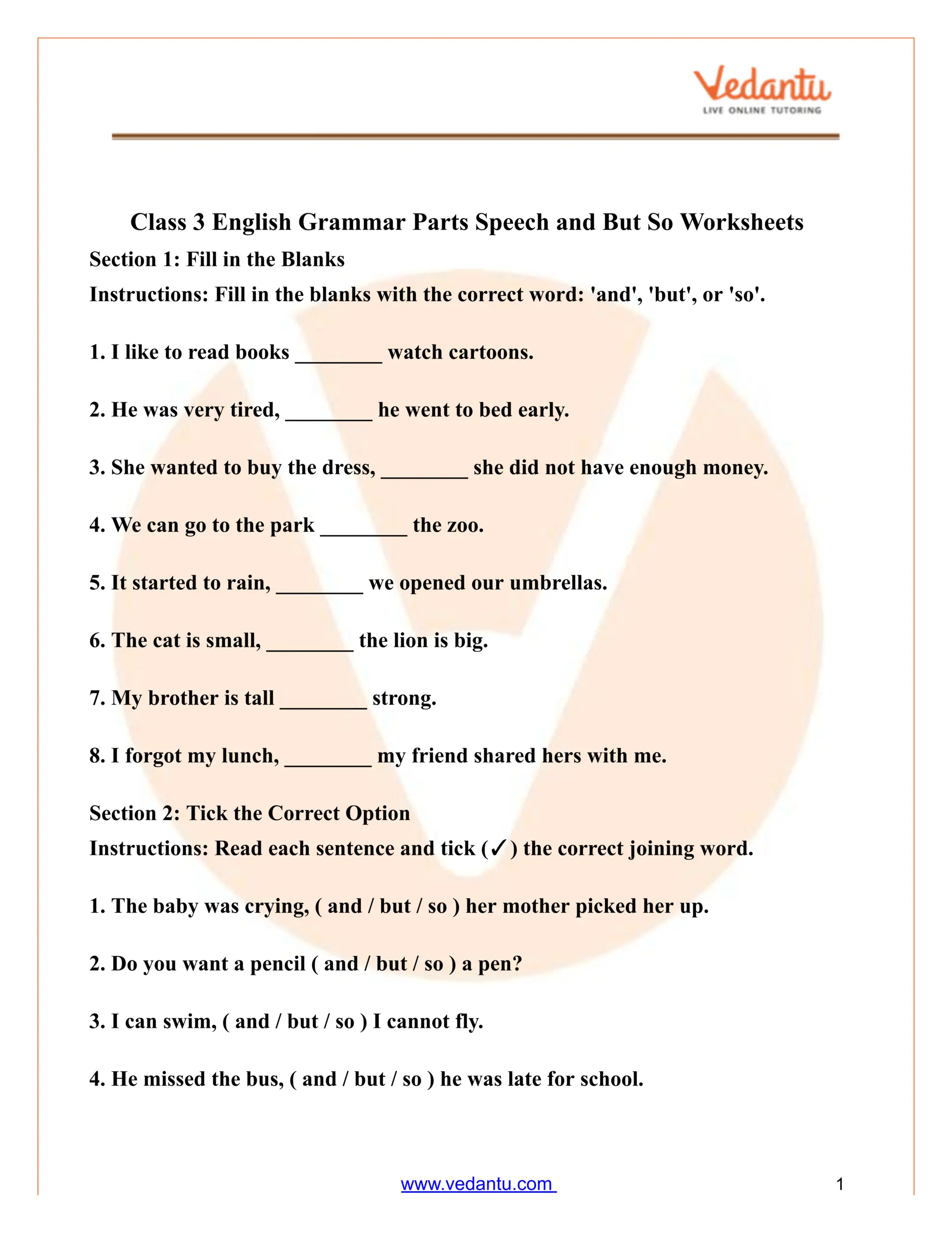 Class 3 English Grammar Worksheet Parts Of Speech Conjunctions Class 3 English Grammar Worksheet Parts Of Speech Conjunctions