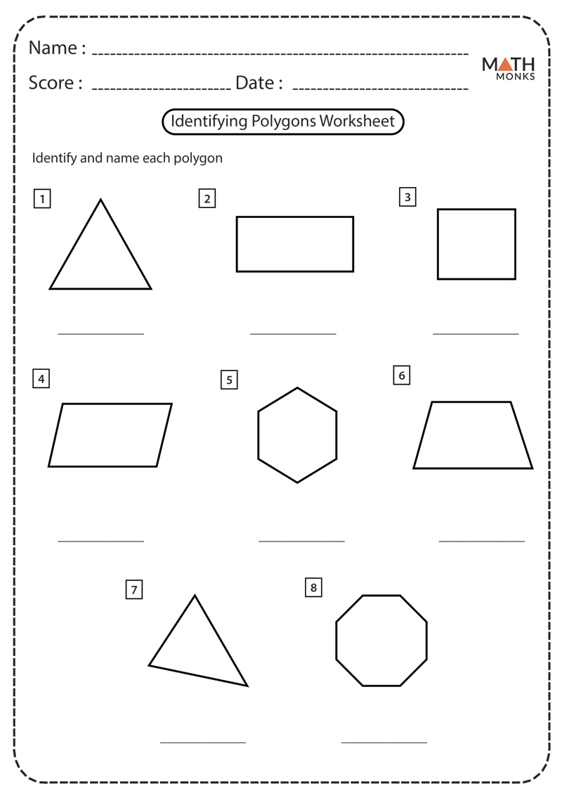 Classifying Or Identifying Polygons Worksheets Math Monks