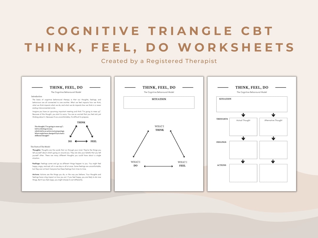 Cognitive Triangle CBT Worksheets Think Feel Do PDF Download Etsy Cognitive Triangle CBT Worksheets Think Feel Do PDF Download Etsy