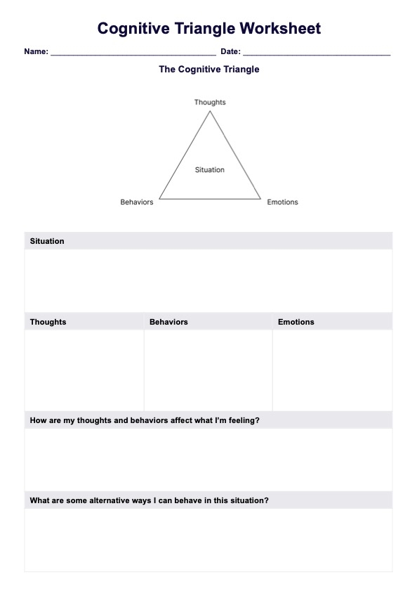 Cognitive Triangle Worksheet Cognitive Triangle Worksheet