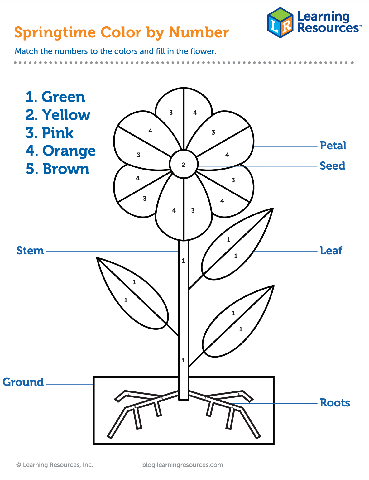 Color By Number Spring Flower Printable Learning Resources
