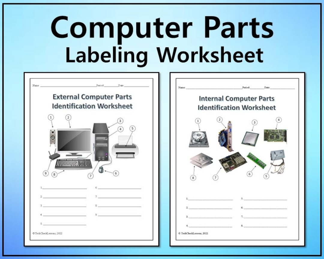 Computer Parts Labeling Activity 6 Worksheets Editable DIGITAL DOWNLOAD Etsy Computer Parts Worksheets For ESL Learners 7ESL