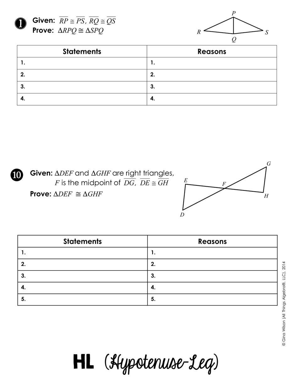 Congruent Triangle Proofs Flip Book All Things Algebra