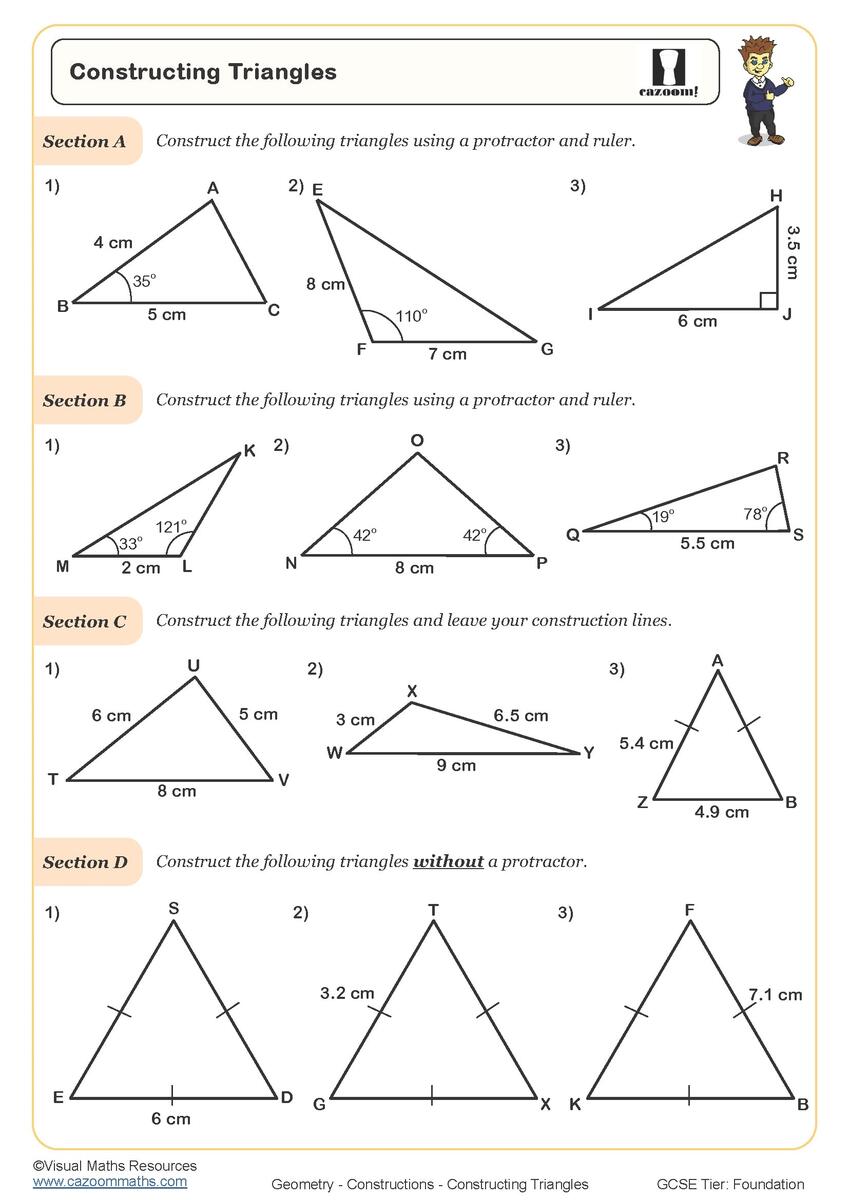 Constructing Triangles Worksheet Printable PDF Worksheets