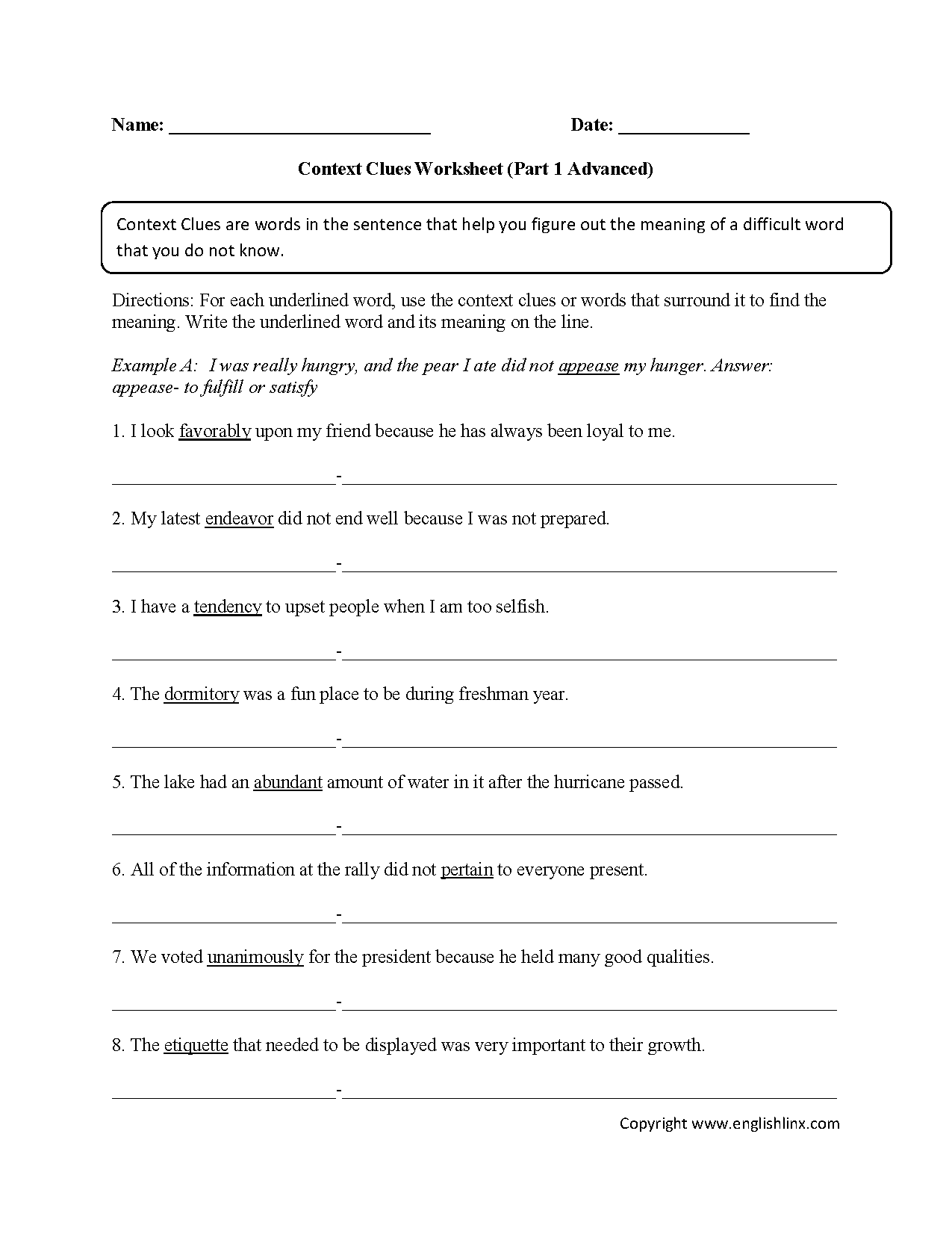 Context Clues Worksheets Printable Vocabulary Inference Activities McGraw Hill Reading Wonders Context Clues Worksheets Unit 1 4th Grade