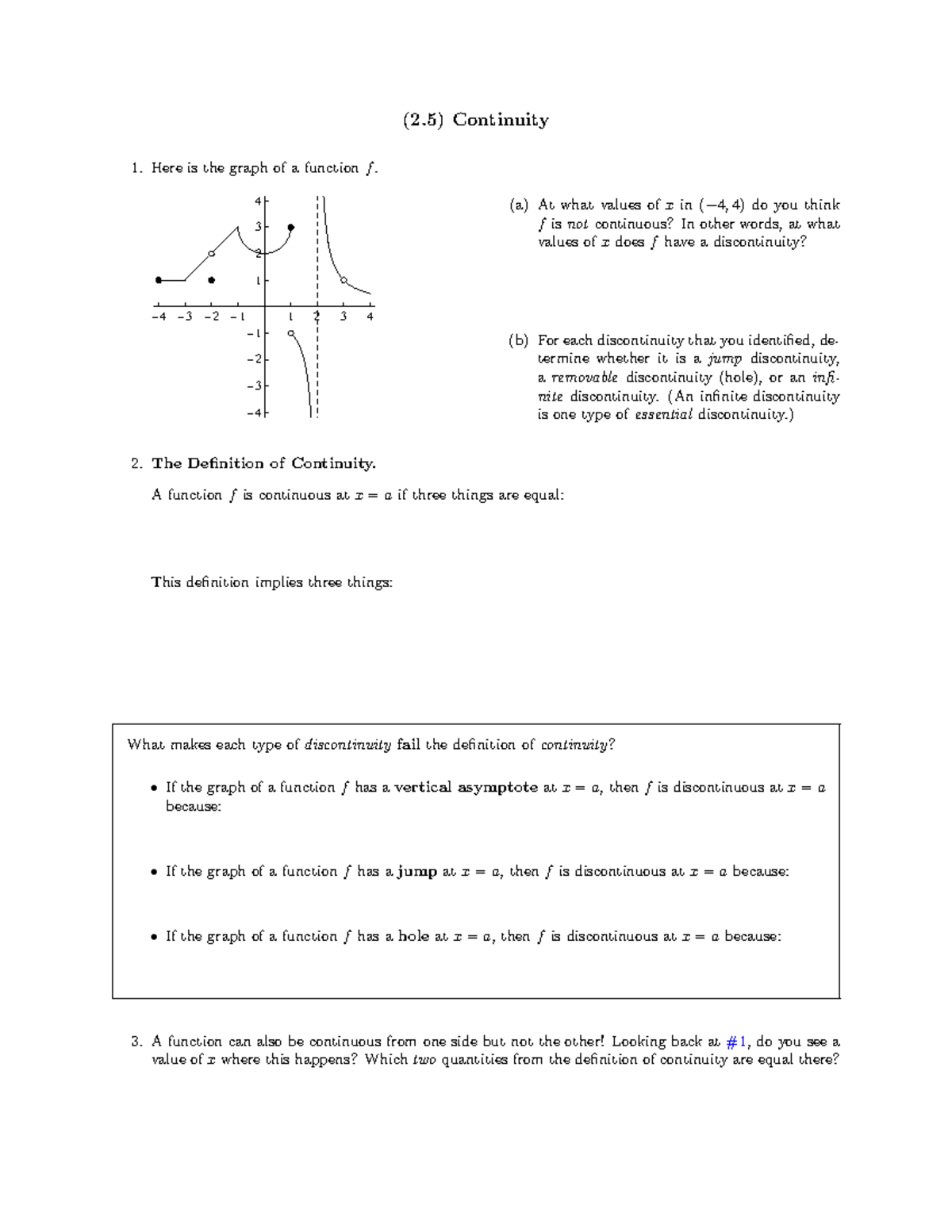 Continuity Worksheet Classwork For Math 101 Concepts Definitions Studocu Continuity Worksheet Classwork For Math 101 Concepts Definitions Studocu
