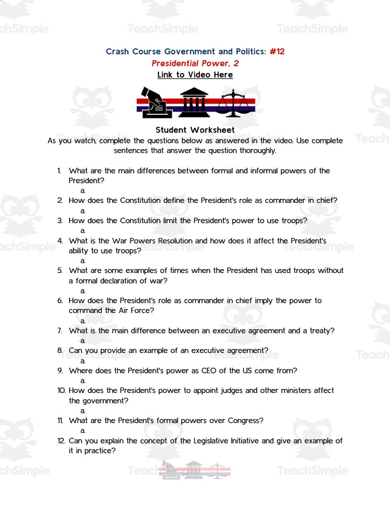 Week 09 Assignment Worksheet POLSC 110 Executive Orders Presidents Studocu