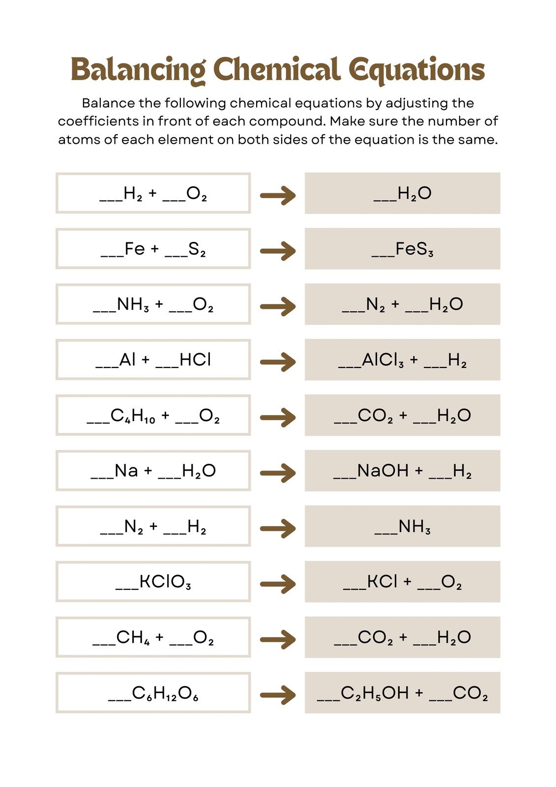 Customize 13 Balancing Chemical Equations Worksheets Templates Online Canva Customize 13 Balancing Chemical Equations Worksheets Templates Online Canva
