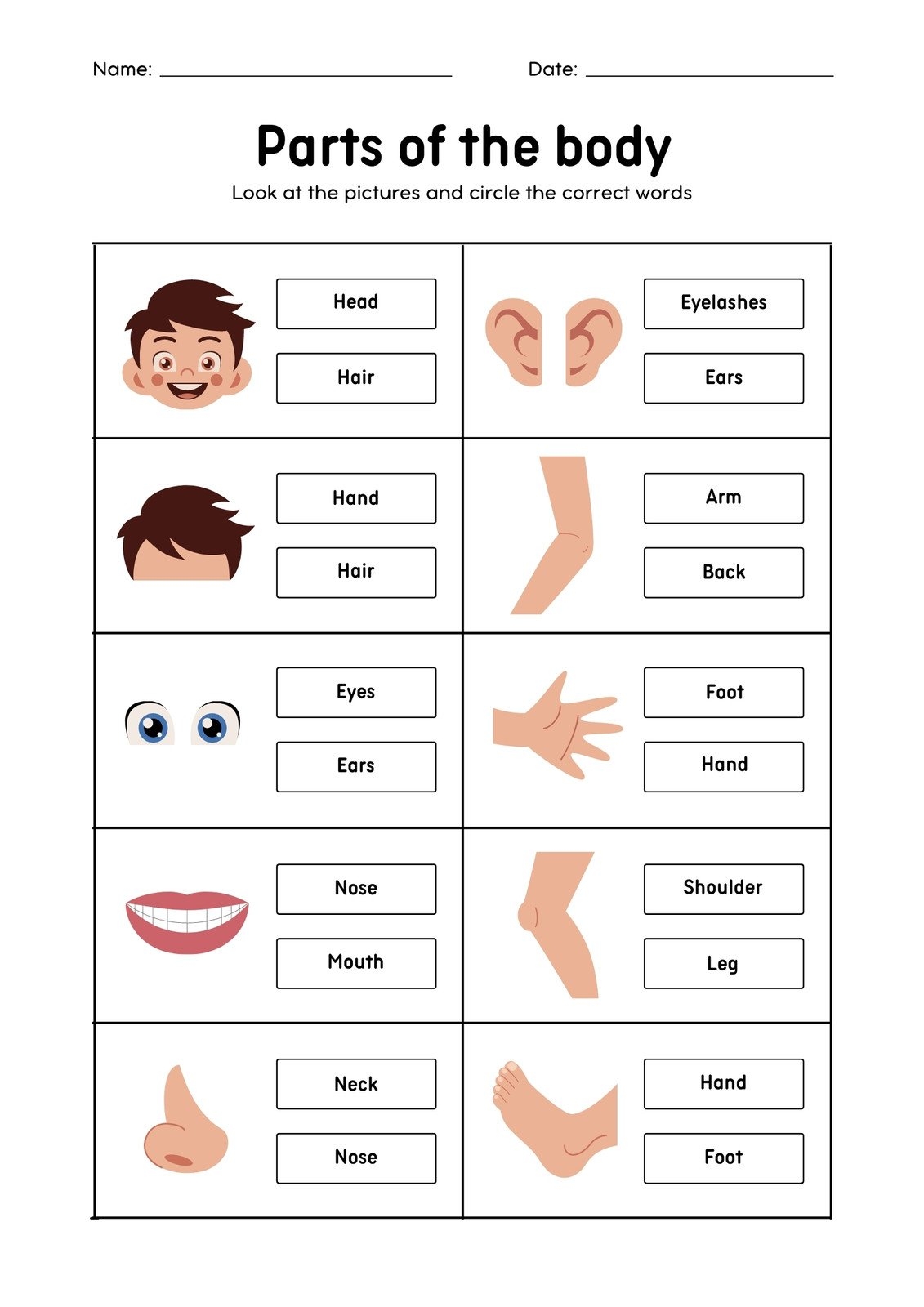 PARTS OF THE BODY ESL Worksheet By Sandramendoza