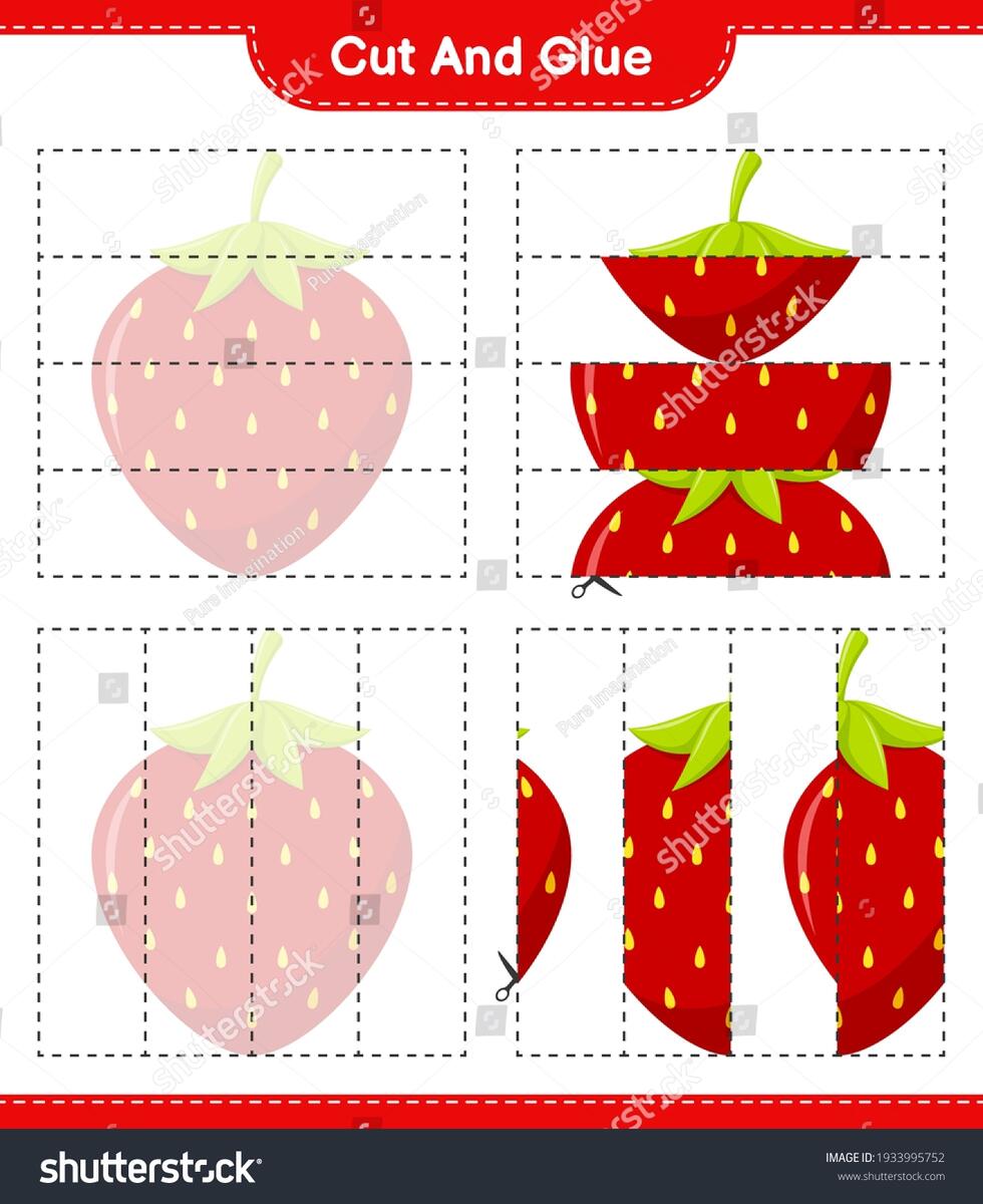 Cut Glue Cut Parts Strawberry Glue Stock Vector Royalty Free 1933995752 Shutterstock