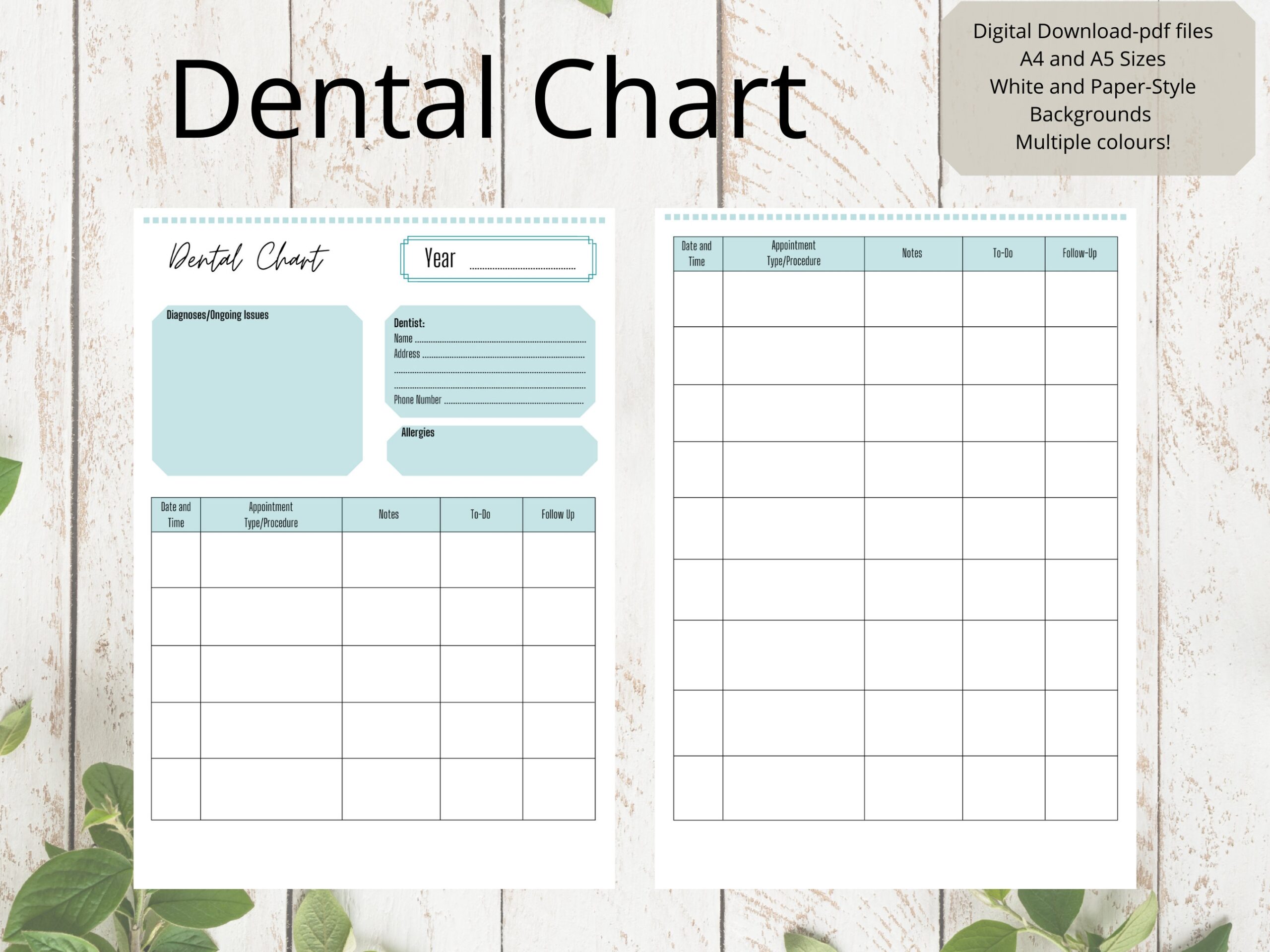 Dental Chart Notes Template Etsy Dental Chart Notes Template Etsy