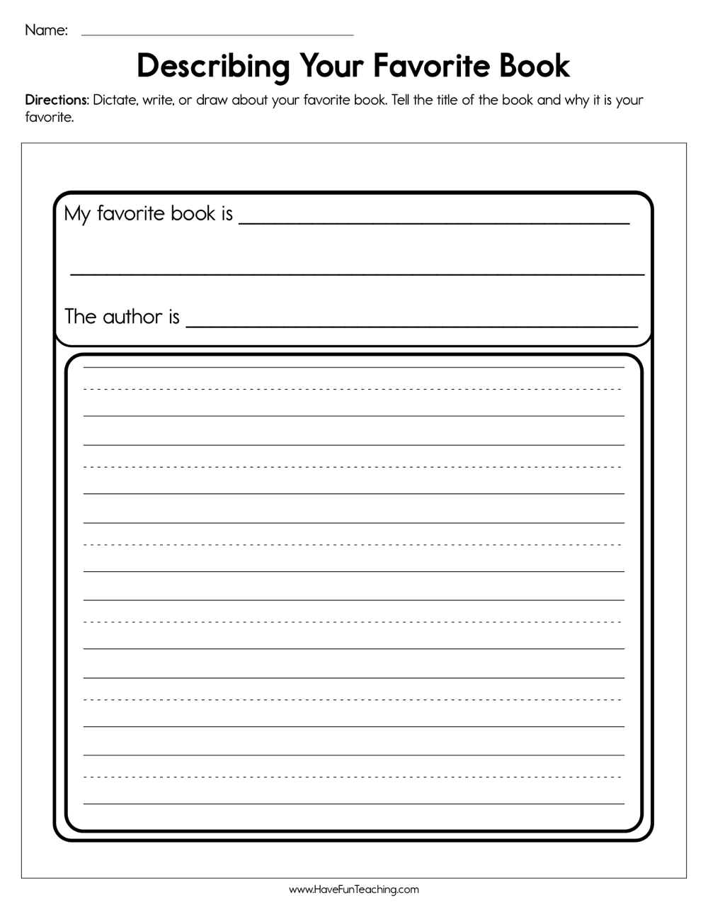 Describing Your Favorite Book Worksheet Have Fun Teaching Describing Your Favorite Book Worksheet Have Fun Teaching