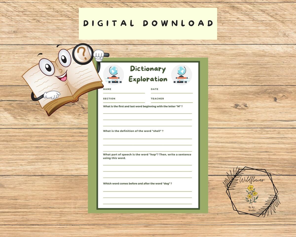 Dictionary Activity Worksheet Set Etsy Dictionary Activity Worksheet Set Etsy