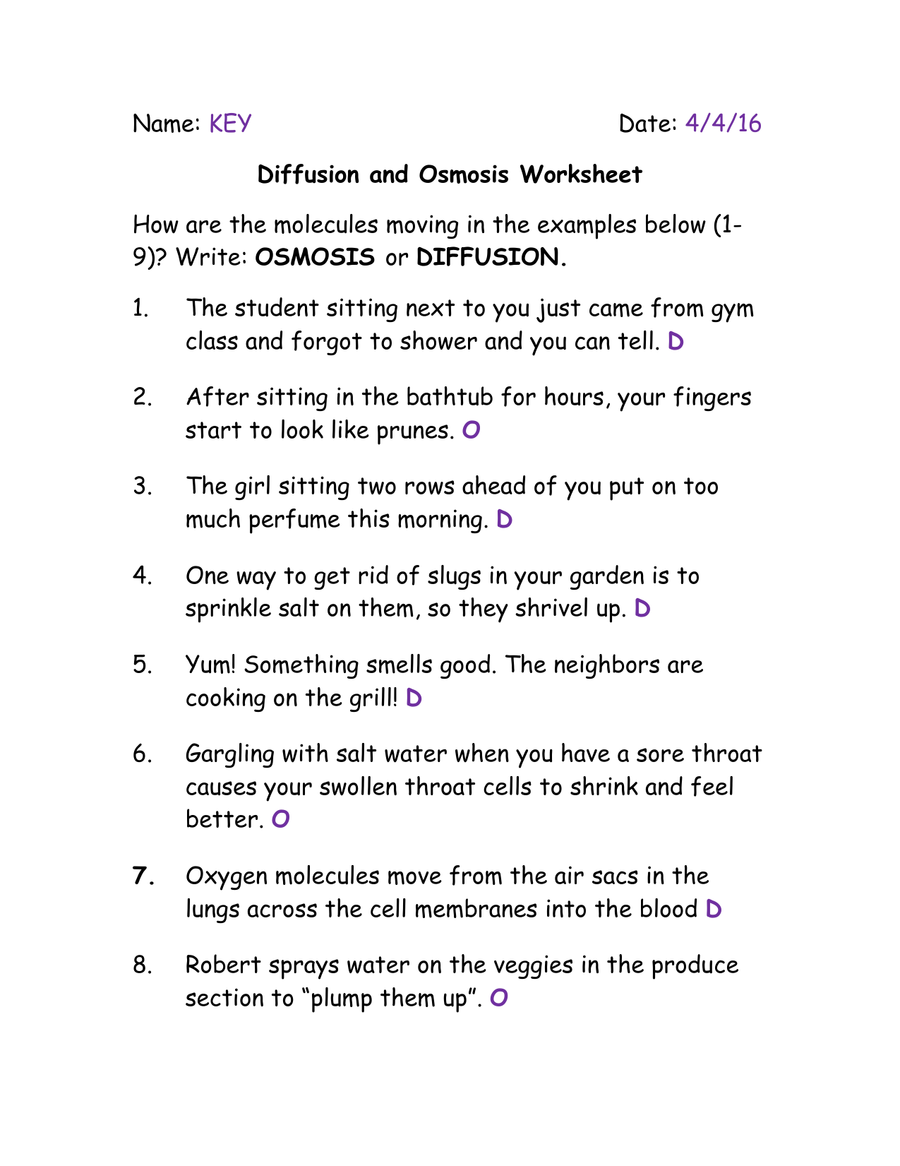 Diffusion And Osmosis Worksheet Diffusion And Osmosis Worksheet