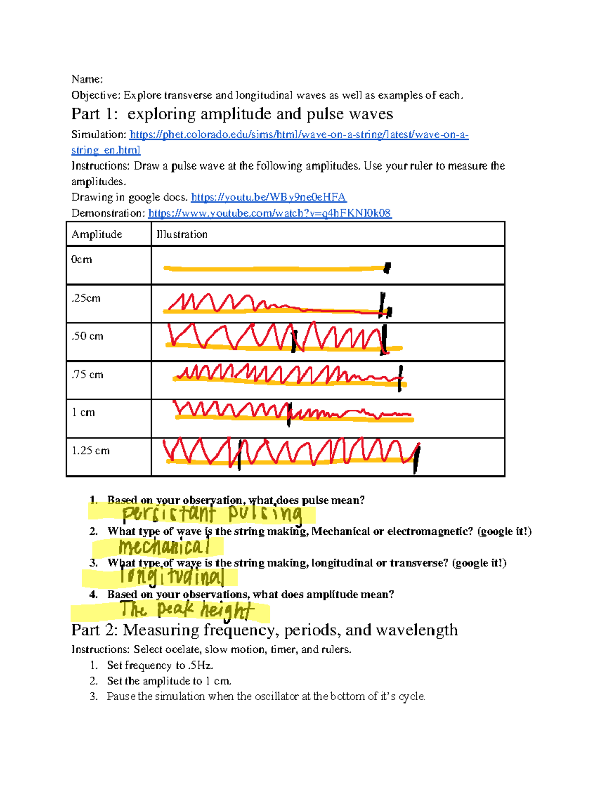 Digital Waves Lab Exploring Transverse Longitudinal Waves Studocu