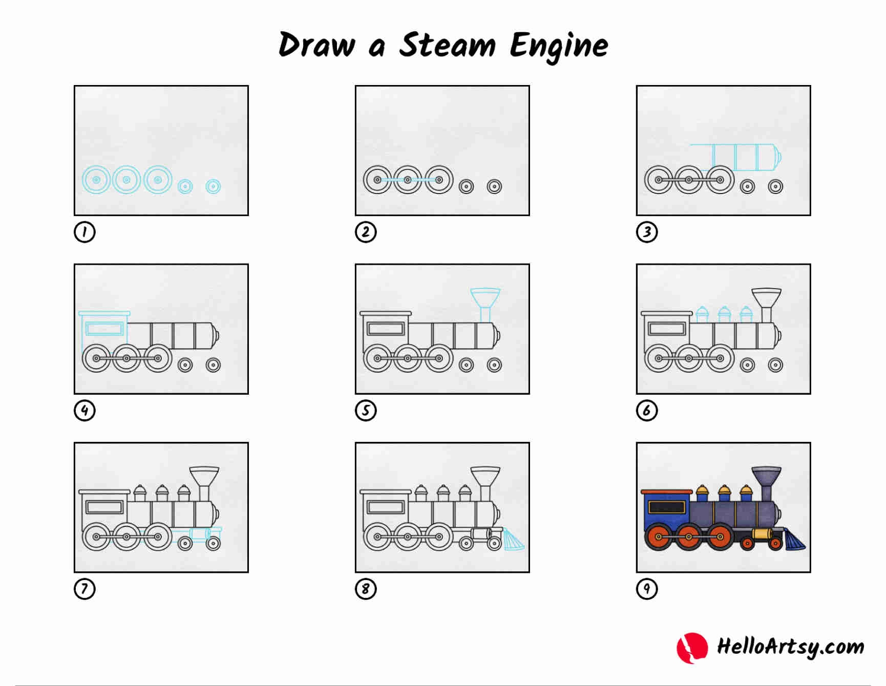 Draw A Steam Engine HelloArtsy Draw A Steam Engine HelloArtsy