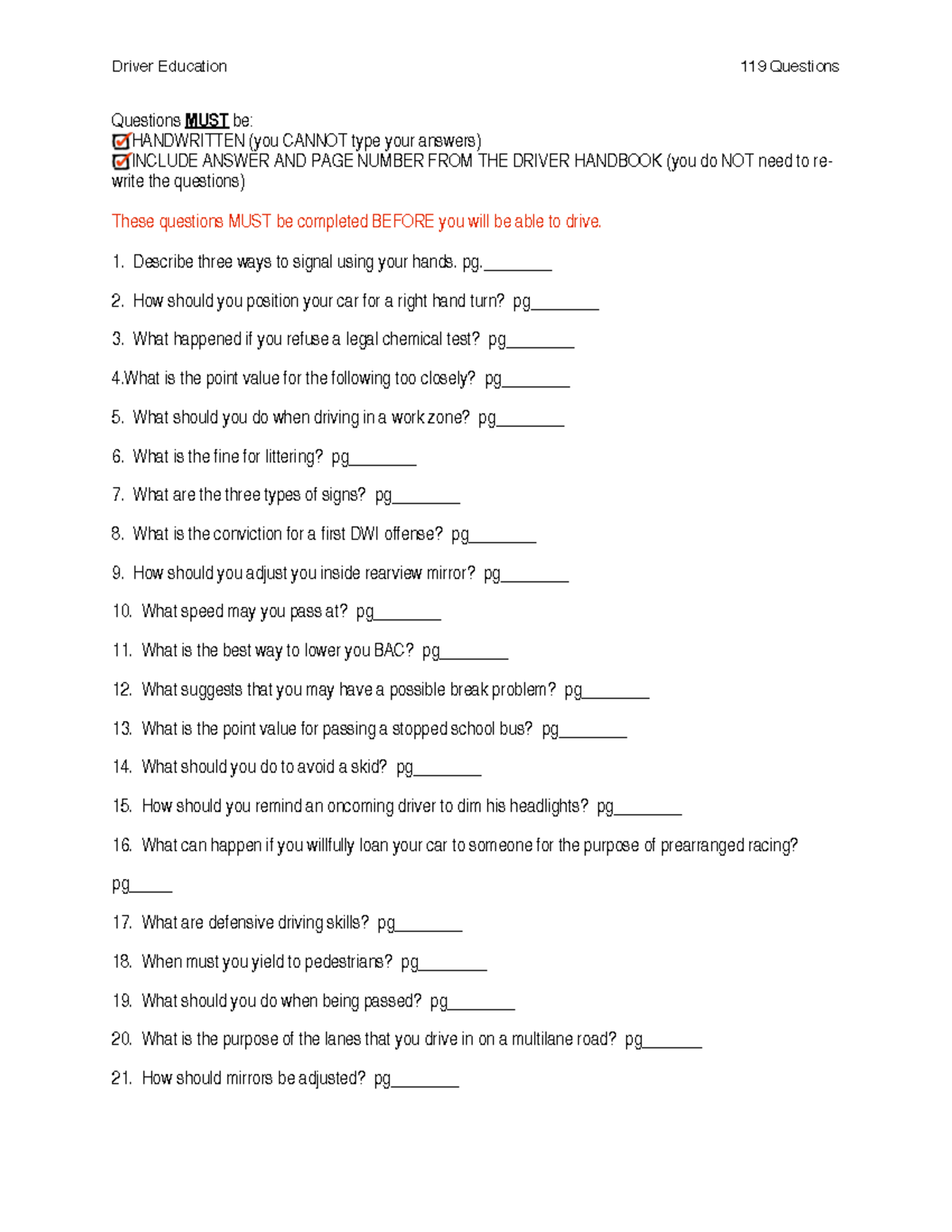 Driver Handbook Answer Sheet 119 Questions For Driving Test Studocu Driver Handbook Answer Sheet 119 Questions For Driving Test Studocu