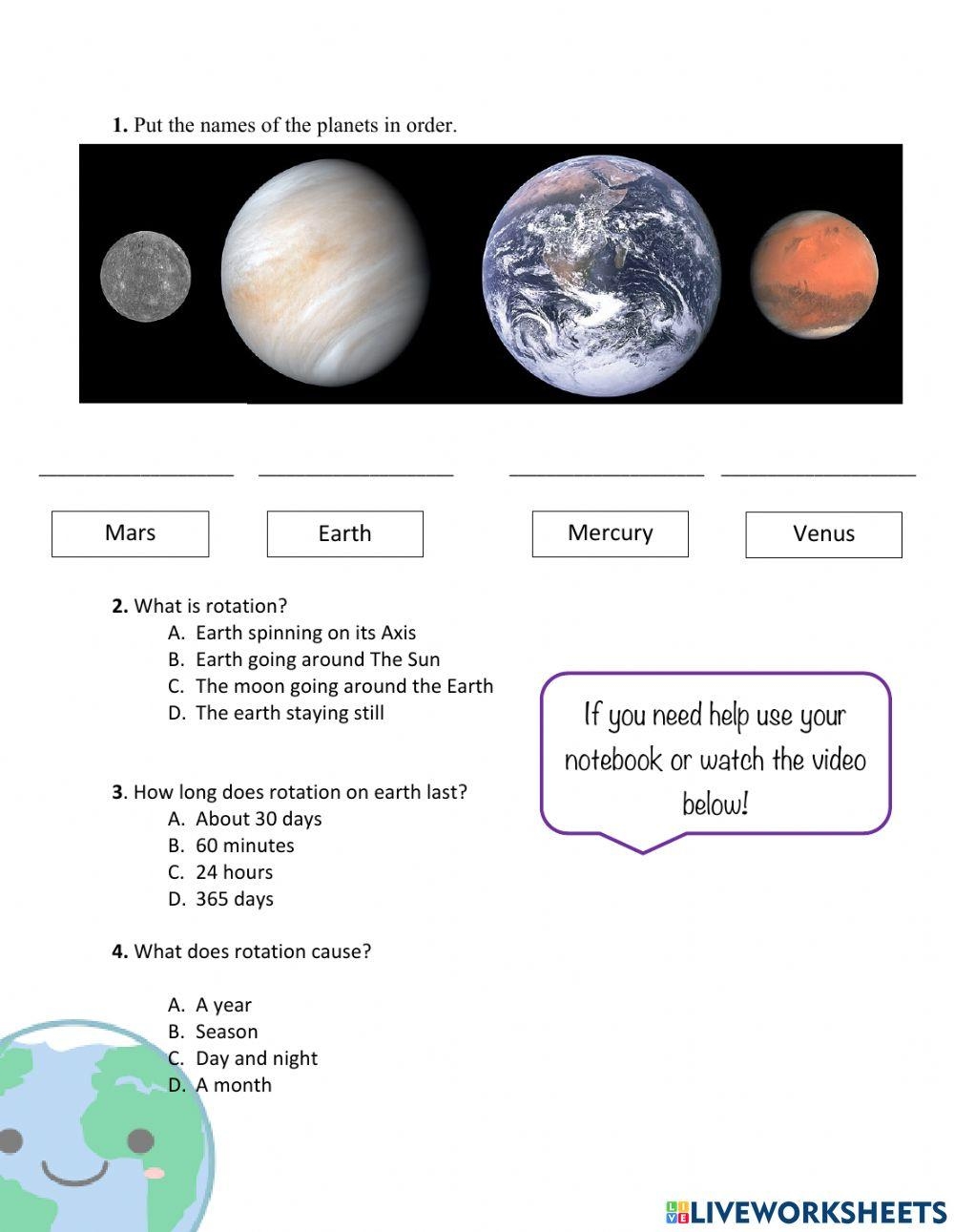 Space Exploration Activity Answer Key 4th Grade Earth Space Science Classful