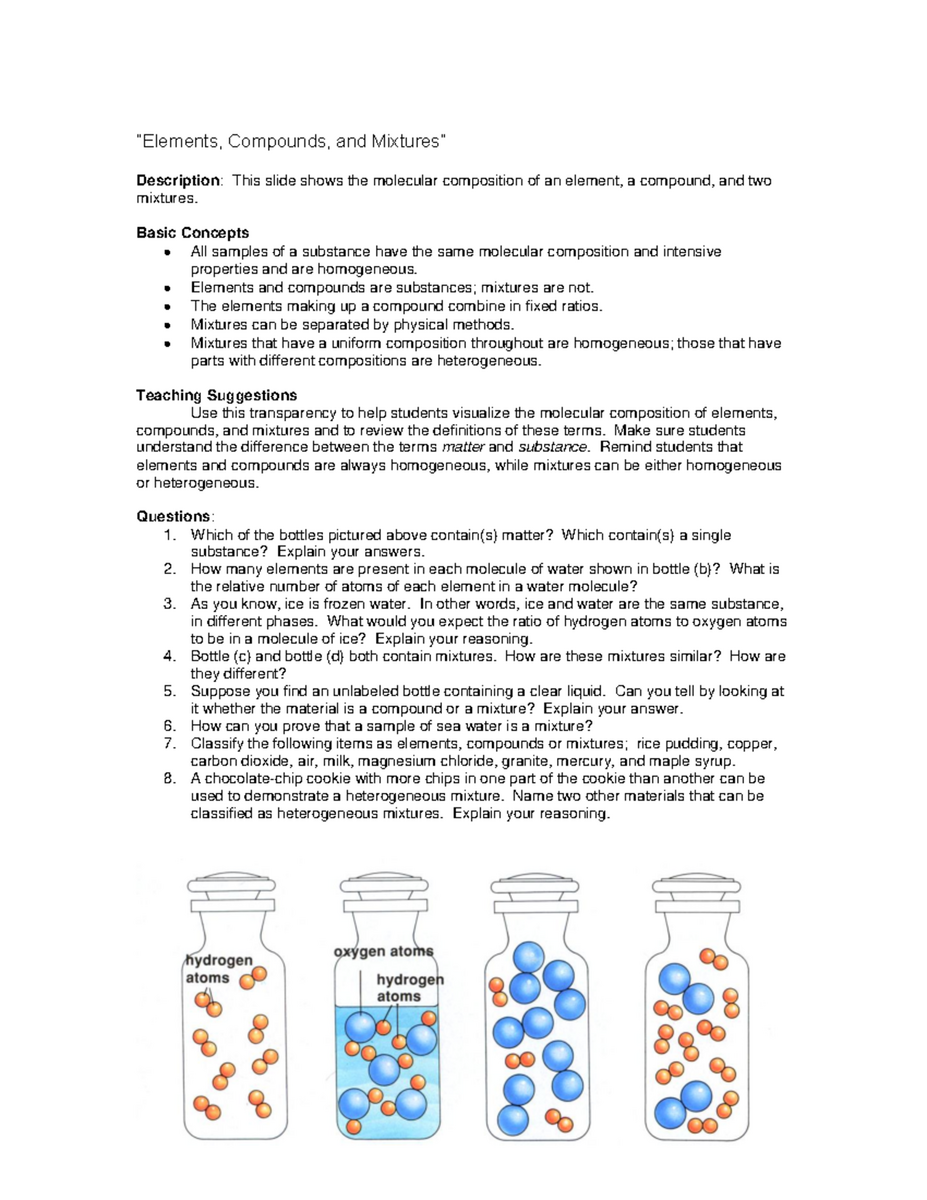Elements Compounds And Mixtures Overview For CHEM 101 Final Exam Studocu Elements Compounds And Mixtures Overview For CHEM 101 Final Exam Studocu