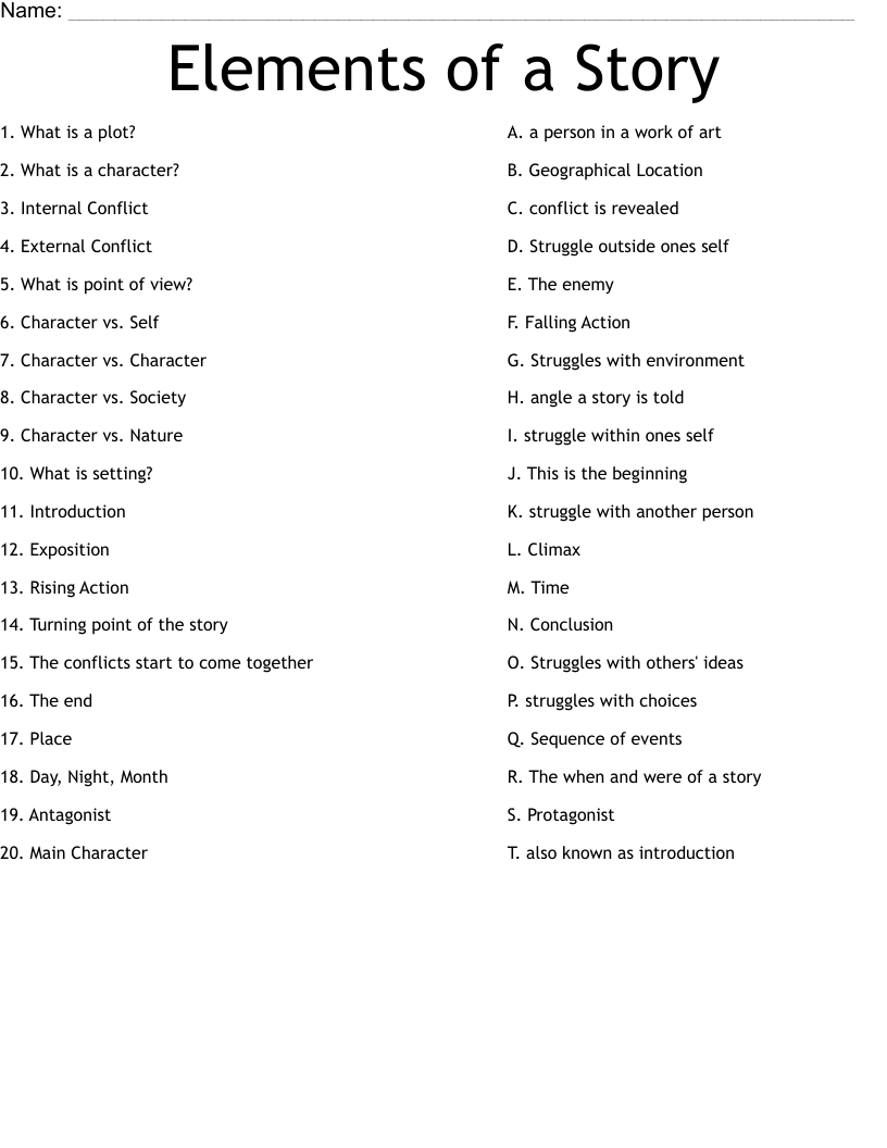 Elements Of A Story Worksheet WordMint Elements Of A Story Worksheet WordMint